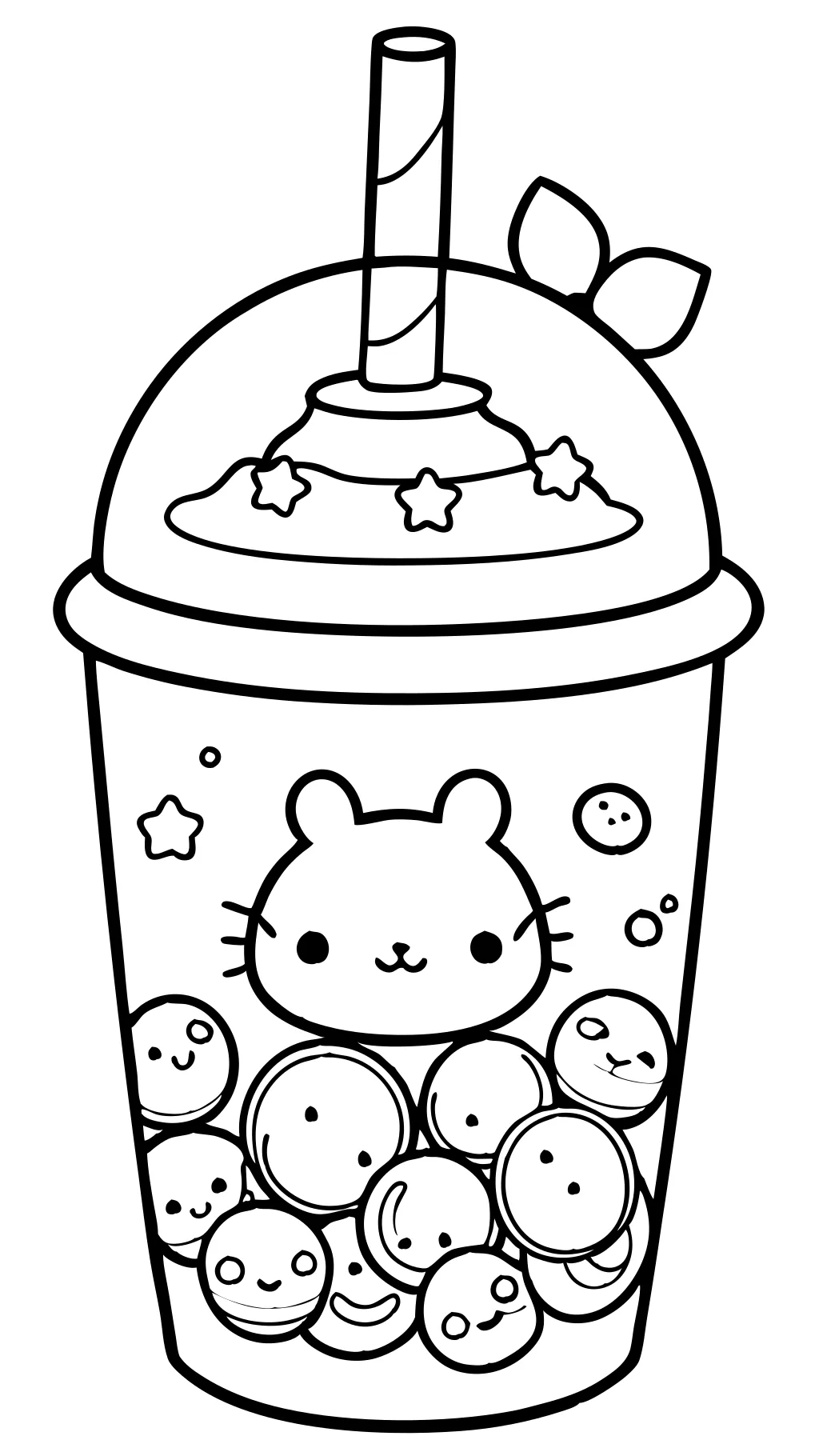 bubble tea cute cinnamoroll coloring pages printable